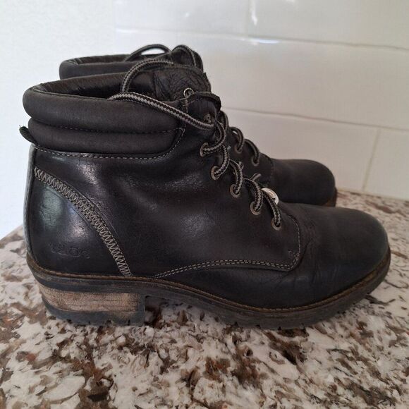 Taos lace up black leather‎ moto boots size 39 black - Picture 2 of 9